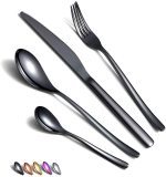 24 piece Black Stainless Steel  Cutlery Set Service for 6