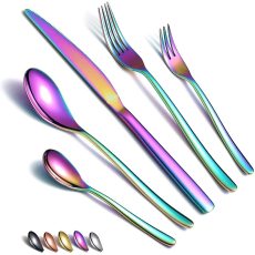 30 Piece MultiColored Rainbow Cutlery Set 