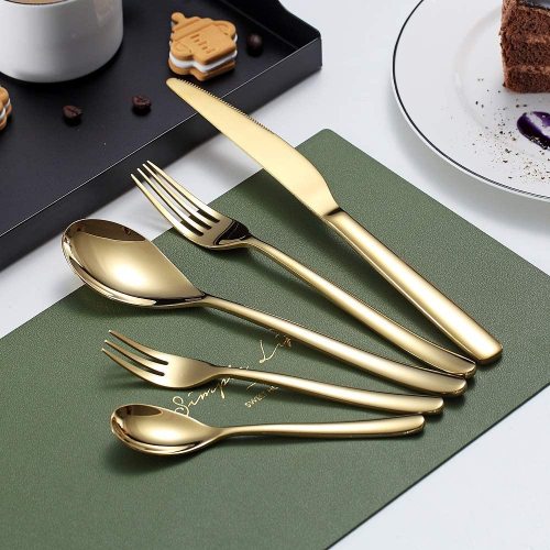 US$ 54.99 - 30PCS Shiny Gold Stainless Steel Cutlery Set - m.berglander.com