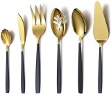 Black Gold Flatware Serving Spoon 6 Pieces