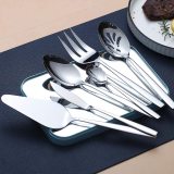 6 Pieces Stainless Steel Serving Silverware Set,Silver Serving Utensil