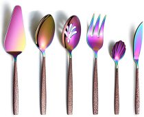 6 Piece Colorful Cutlery Spoons Utensils with Moon Surface Handle