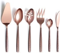 6 Piece Moon Surface Handle Copper Cutlery Spoons Utensil