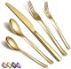 Gold Silverware Set 20 Pieces,Service for 4 (Shiny Golden)