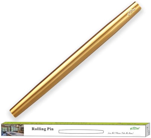 US$ 17.99 - Gold Rolling Pin, 16.7 Inches Stainless Steel Matte Finish -  m.berglander.com