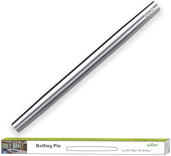 Silver Stainless Steel Rolling Pin,Matte Finish 16.7 Inches