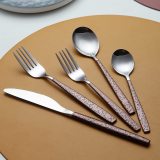 Silver 20 Piece with Moon Surface Handle Shiny Mouth, Cutlery set service for 4