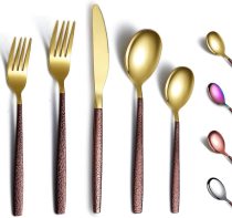 Gold 20 Piece with Moon Surface Handle Shiny Mouth, Cutlery set service for 4