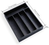 Silverware Organizer, Berglander Leather Wood Drawer Organizers Cover With Leather