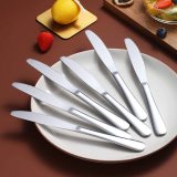Silver Dinner Knives Set Of 6, Stainless Steel Shiny Mirror Dinner Knife