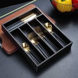 Silverware Organizer, Berglander Leather Wood Drawer Organizers Cover With Leather