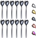 Berglander Teaspoons Set of 12, Stainless Steel Shiny Polish Tea Spoons Silverware