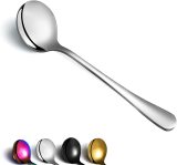 Soup Spoon of 4, Berglander 7.5  Stainless Steel Round Spoons Silverware