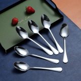 Teaspoons Set of 6, Stainless Steel Shiny Tea Spoons Silverware