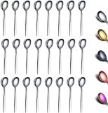 Berglander Teaspoons Set of 24, Stainless Steel Shiny Polish Tea Spoons Silverware