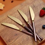 Stainless Steel Dinner Knifves With Luxury Moon Surface Handle, set of 4