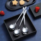 Berglander Teaspoons Set of 24, Stainless Steel Shiny Polish Tea Spoons Silverware