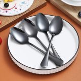 Dinner Spoon of 4, Berglander 7.5  Stainless Steel Titanium Plating Shiny Silverware