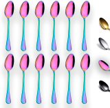 Berglander Teaspoons Set of 12, Stainless Steel Shiny Tea Spoons Silverware