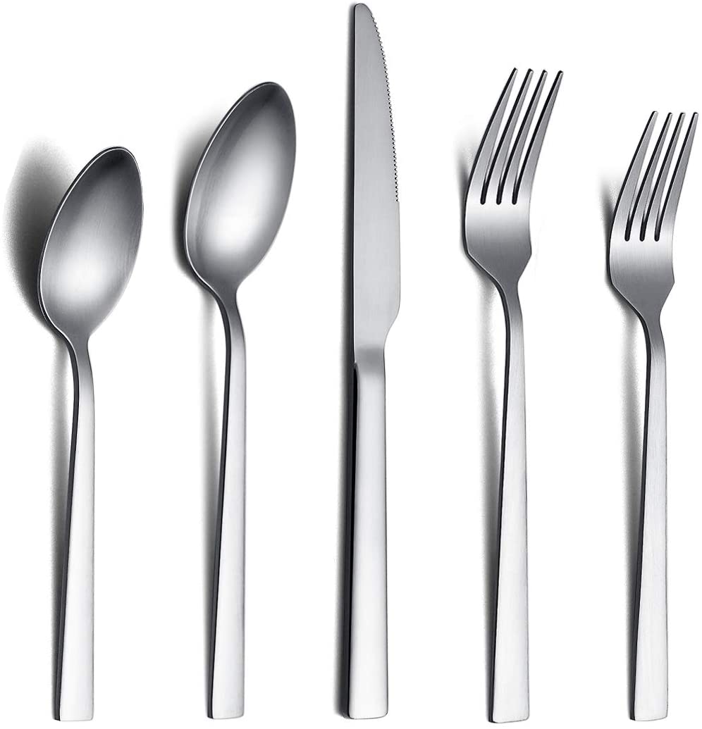 US$ 38.72 - Black 40 Piece Matte Cutlery Set, Stainless Steel Flatware Set,  Service For 8 - m.