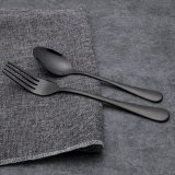 Black 40 Piece Matte Cutlery Set, Stainless Steel Flatware Set, Service For 8
