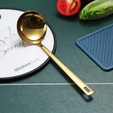 Gold Cooking ladle, Stainless Steel Solid Spoon Titanium Gold Plating