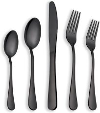 Black 40 Piece Matte Cutlery Set, Stainless Steel Flatware Set, Service For 8