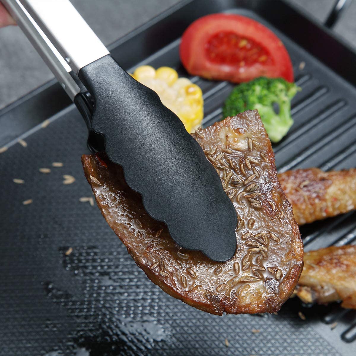 US$ 15.99 - Tongs For Cooking, BBQ Tongs For Cooking With Silicone Tips, Serving  Tongs Pack of 4 - m.