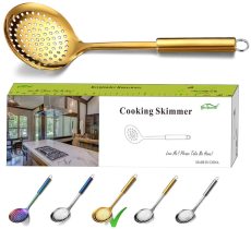 Gold Skimmer, Metal Gold Plating, KitchenTool Skimmers For Non-Stick Cookware