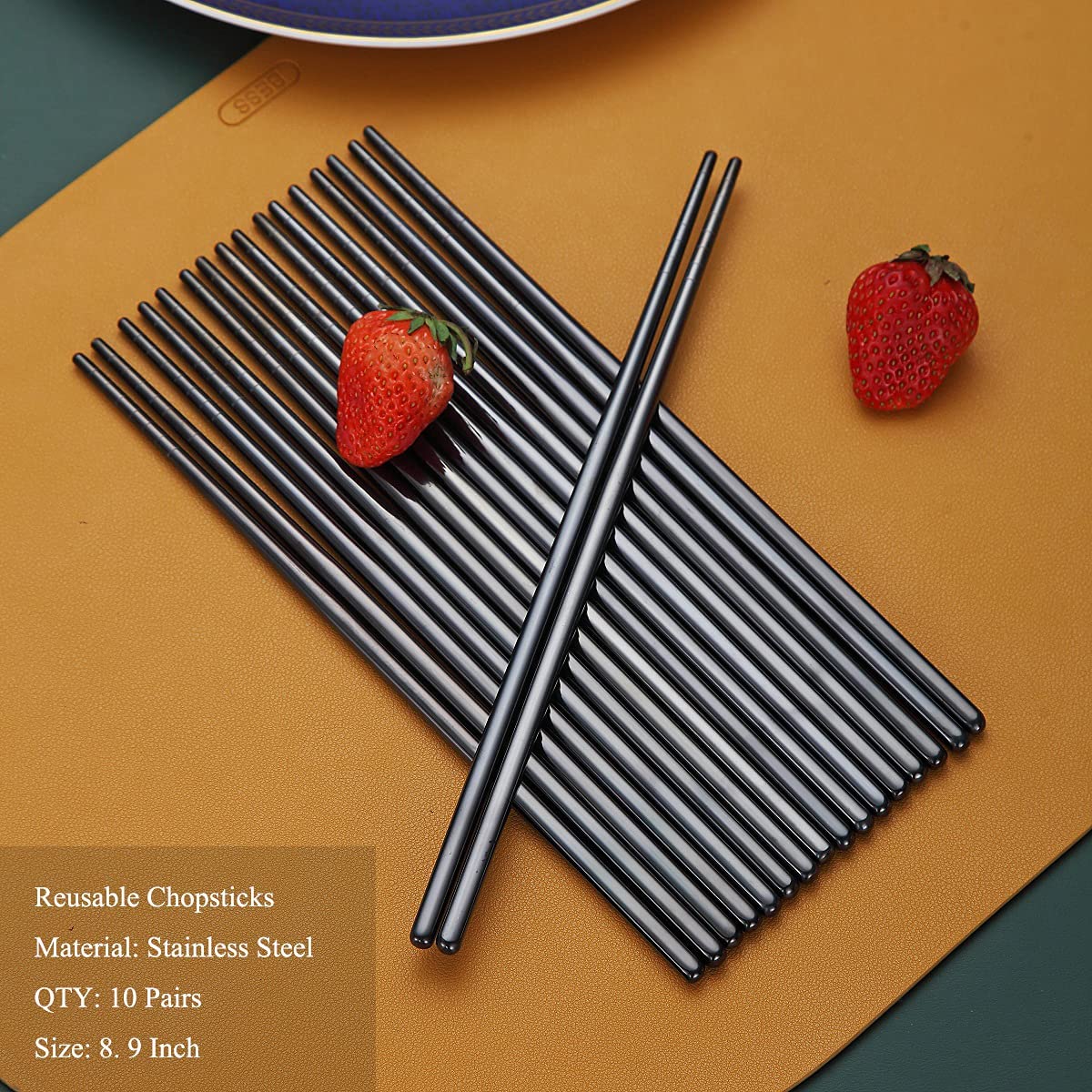 Reusable Colorful Chopsticks Metal Korean Chinese Stainless Steel Chop Sticks 