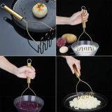 Cooking Tool Potato Masher,Stainless Steel Gold Handle Potato Ricer With Titanium Plating