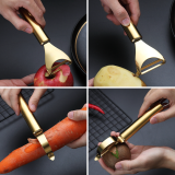 Gold Potato Vegetable Peeler Stainless Steel Apple Fruit Veggie Peeler With Gold Titanium Plating