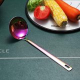 Gold Cooking ladle, Stainless Steel Solid Spoon Titanium Gold Plating