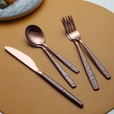 20- Piece With Moon Surface Handle And Shiny Gold Head Titanium Plating Flatware set