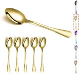 Silver Dinner Spoon of 6, Berglander 7.5  Stainless Steel Titanium Plating Shiny Silverware