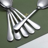 Silver Dinner Spoon of 6, Berglander 7.5  Stainless Steel Titanium Plating Shiny Silverware