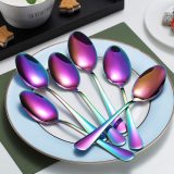 Silver Dinner Spoon of 6, Berglander 7.5  Stainless Steel Titanium Plating Shiny Silverware