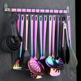Utensil Rack with Kitchen Hooks for Hanging Kitchen Utensil Hanger - Wall Mounted Utensil Rack Holder with Hooks