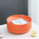 Berglander 9 Inch Orange Deep Plastic Plates 8 Pieces, Unbreakable And Reusable Light Weight Dinner Plates Pasta and Dumpling Bowl BPA Free