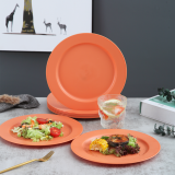 10 Inch Orange Plastic Plates 8 Pieces, Unbreakable And Reusable Light Weight Dinner Plates Microwave Safe BPA Free