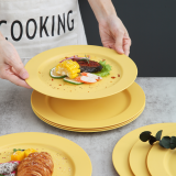 10 Inch Orange Plastic Plates 8 Pieces, Unbreakable And Reusable Light Weight Dinner Plates Microwave Safe BPA Free