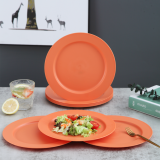 10 Inch Orange Plastic Plates 8 Pieces, Unbreakable And Reusable Light Weight Dinner Plates Microwave Safe BPA Free