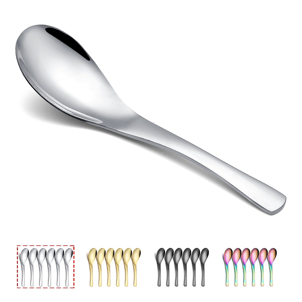 US$ 12.99 - Soup Spoons 6 Pieces, Stainless Steel Asian Soup Spoon