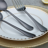 Stainless Steel Silver Titanium Plated Flatware Serving Set 8PCS Silver Serving Silverware Set