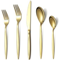 Stainless Steel Gold Silverware Set Titanium Gold Plating Flatware Set 20 Pieces