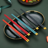 Berglander 10 Pairs Fiberglass Chopsticks, Reusable Chopsticks, Alloy Multicolor, Dishwasher Safe, 9.8 Inch