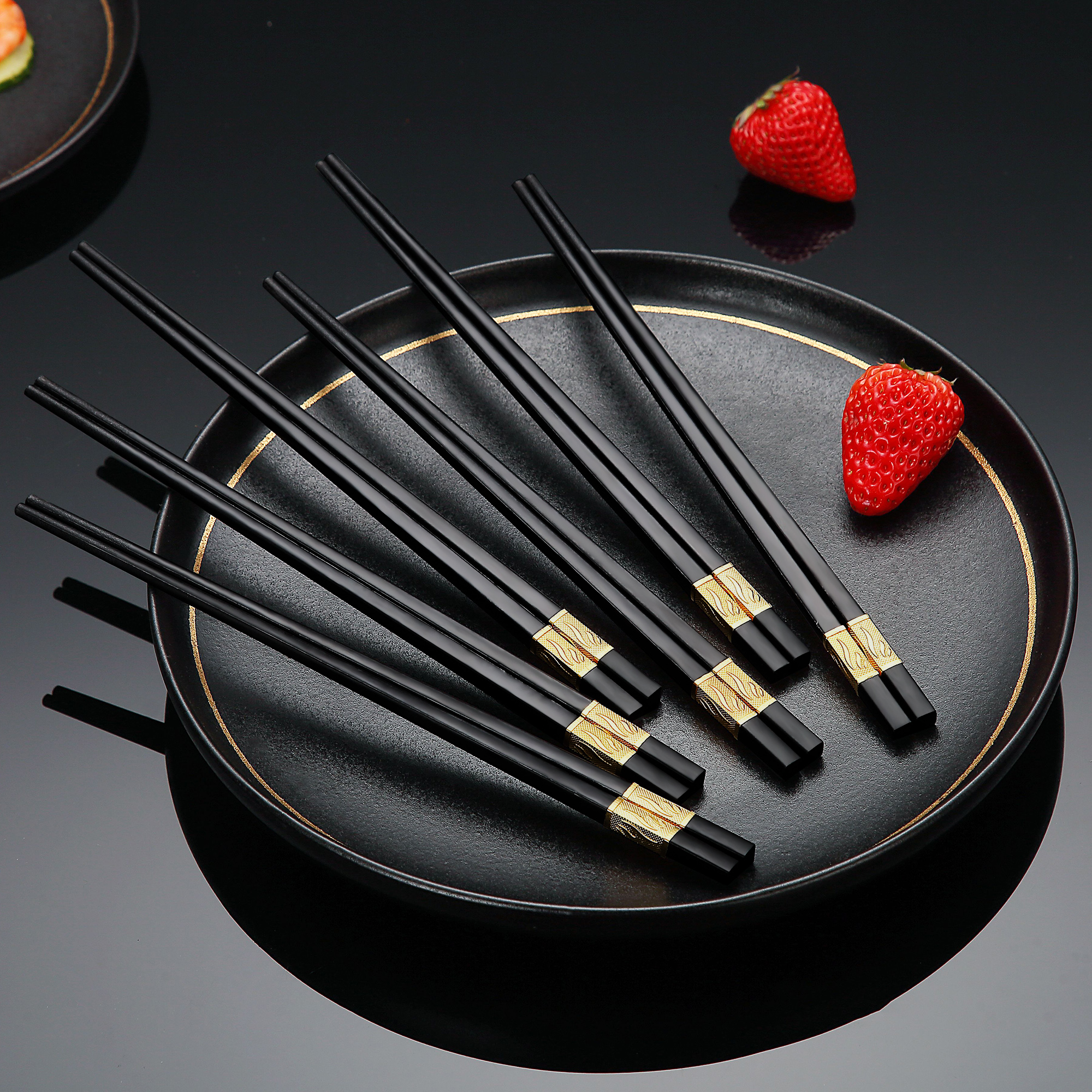 Chopsticks 10 Pairs Fiberglass Chopsticks,reusable Black Dishwasher