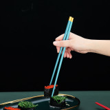 Berglander 10 Pairs Fiberglass Chopsticks, Reusable Chopsticks, Alloy Multicolor, Dishwasher Safe, 9.8 Inch