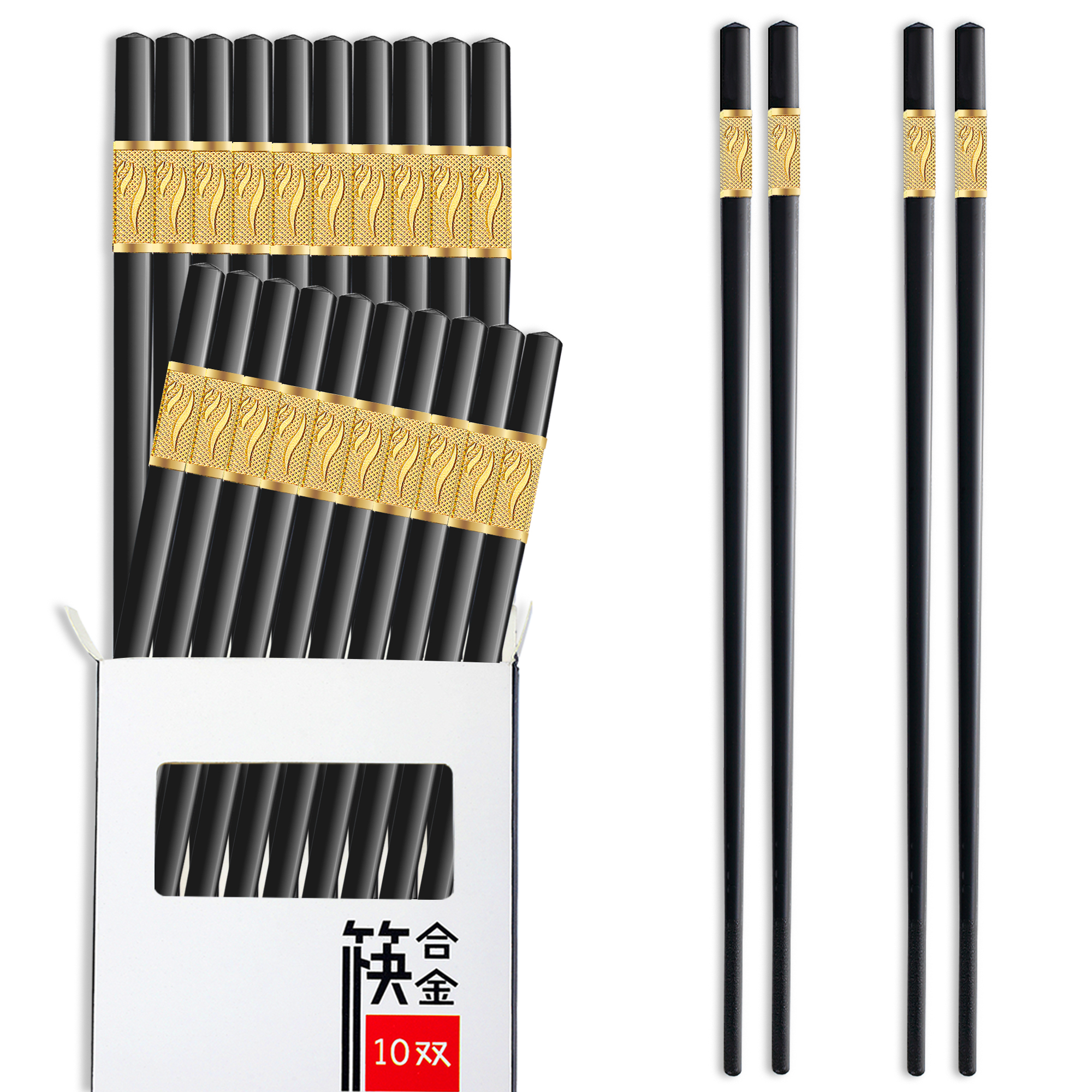 US 7.98 10 Pairs Fiberglass Chopsticks, Reusable Alloy Chopsticks