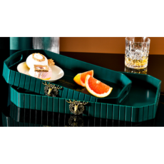 Plastic Serving Tray with Handles Set of 2, Perfer for Appetizer, Food, Snack, Dessert Platters (Green)